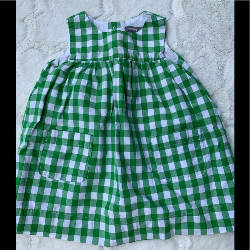 Baby Gap green and white gingham dress